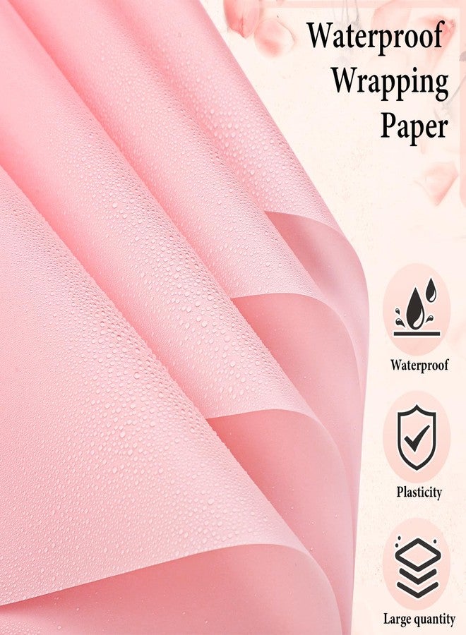 woric 25 Sheets Pink Flower Wrapping Paper, Waterproof Floral Bouquet Wrapping Paper for Valentine's Day Florist Supplies Packaging Birthday Party Favor DIY Crafts - Image 3